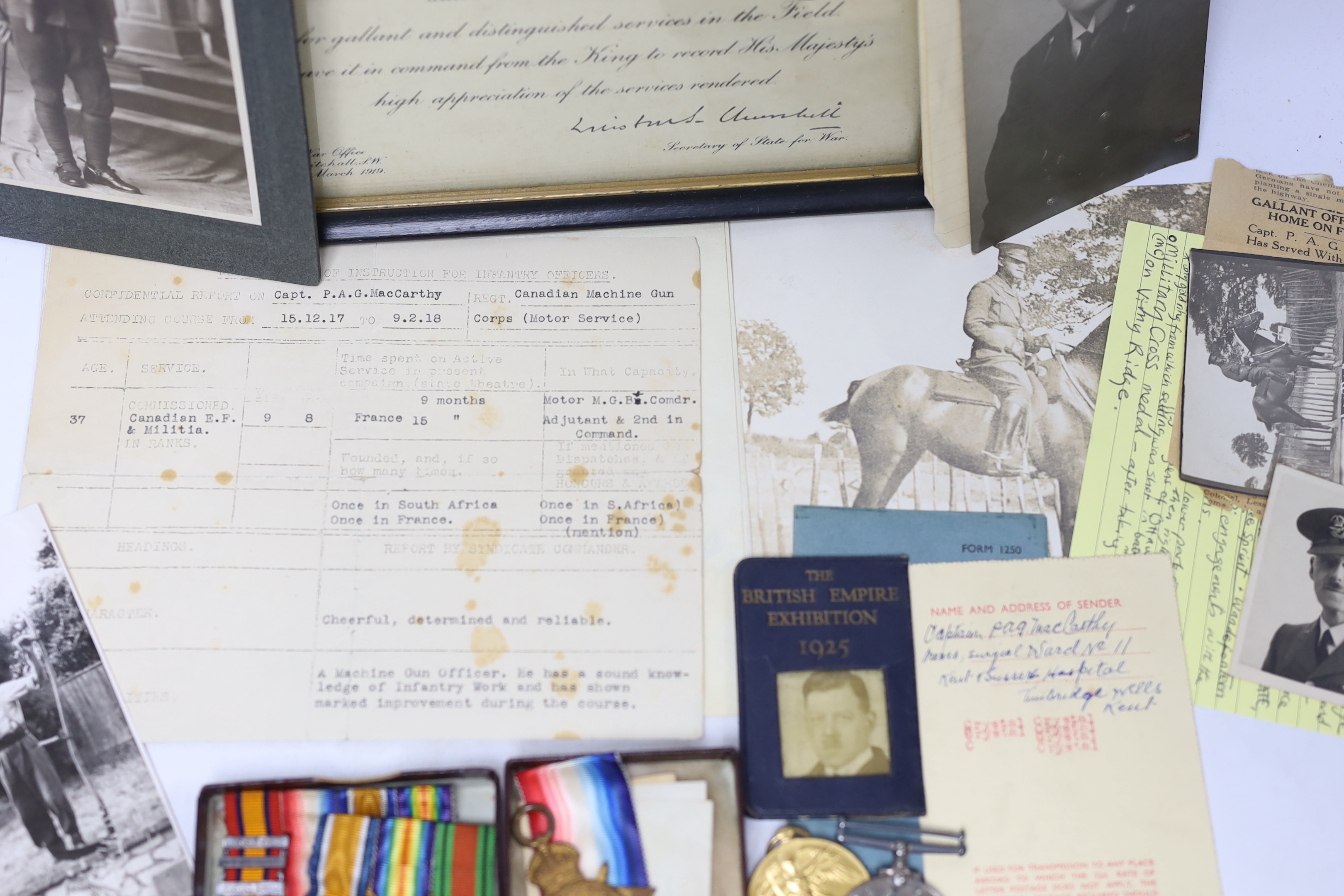 An archive of family collection of medals, photographs and documents including a WWI trio of War Medal
